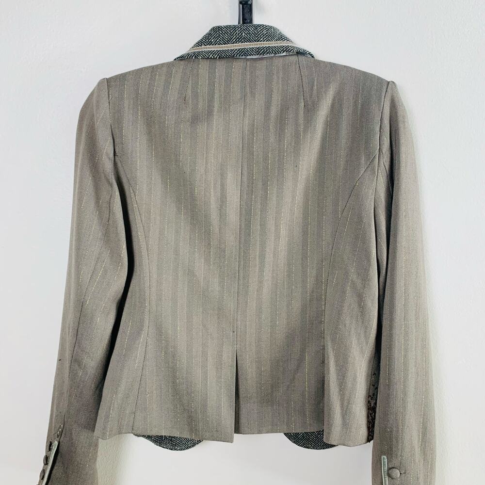 Vintage True Meaning Blazer Sequin Pinstripe Tweed Trim Jacket Size 12 Jewels - Picture 3 of 10